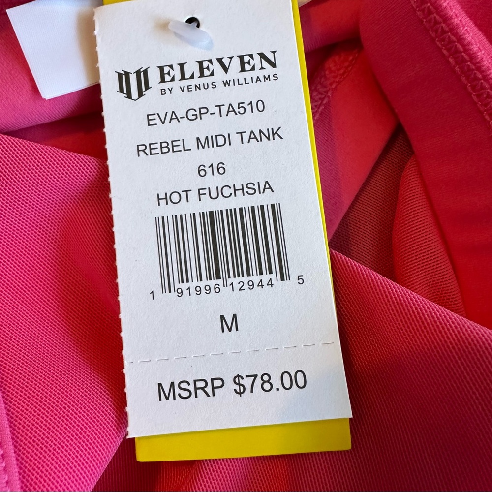 Eleven By Venus Williams Sports Bra NWT Size Medium Hot Fushia Rebel Midi Tank - Picture 6 of 10